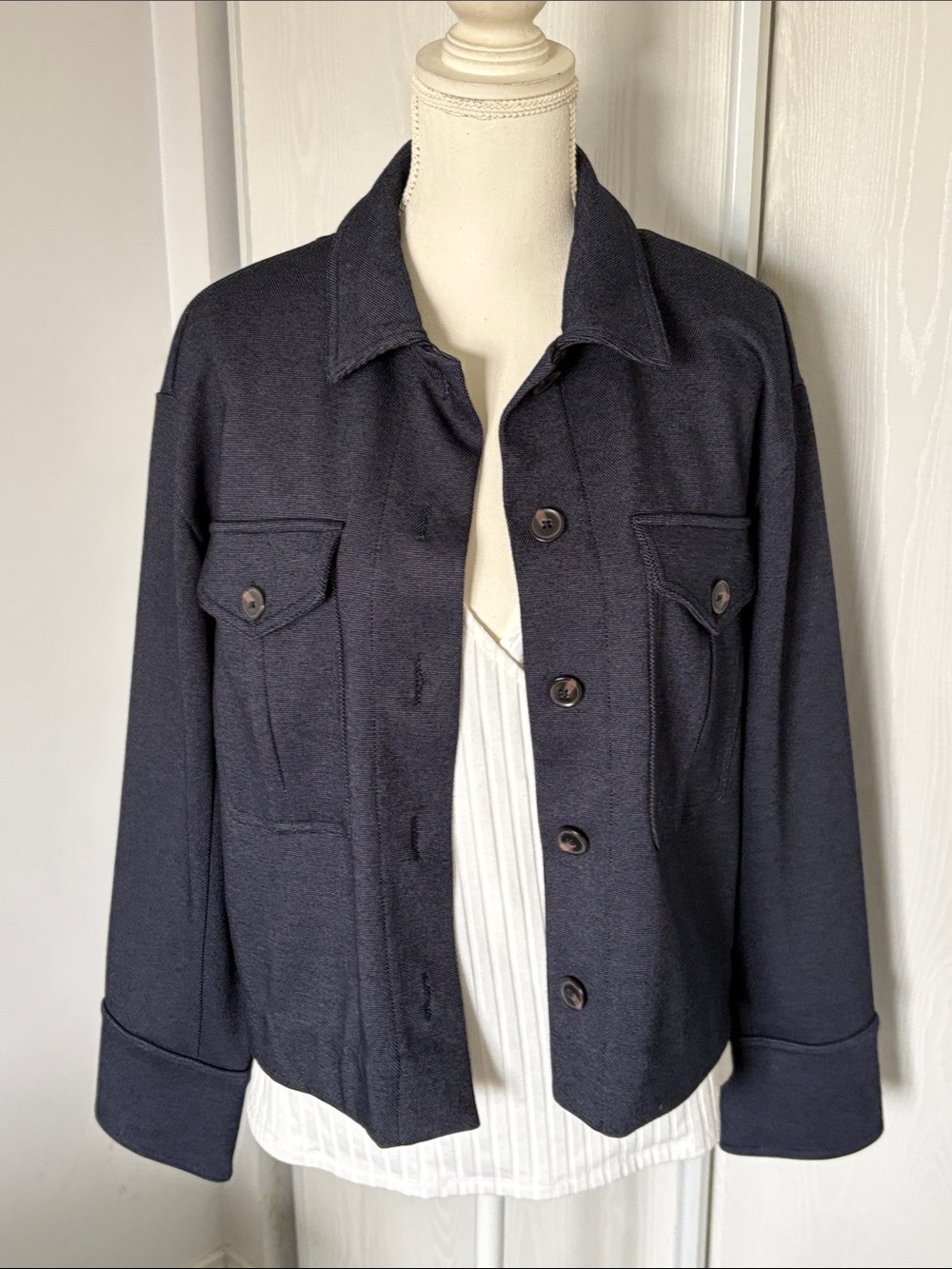 Classic Women's Dark Navy Button-Front Jacket